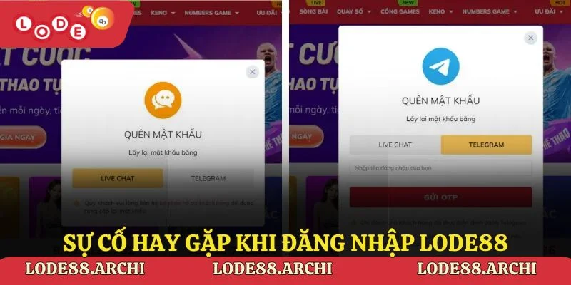 Sự cố hay gặp khi đăng nhập Lode88